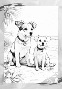 Hunde am Strand -Ausmalbilder -Tafs Malbücher