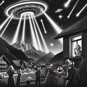 Alien Lichtshow über Alptal