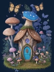 Pilz Häuser Pilzhaus im Wald Malbuch